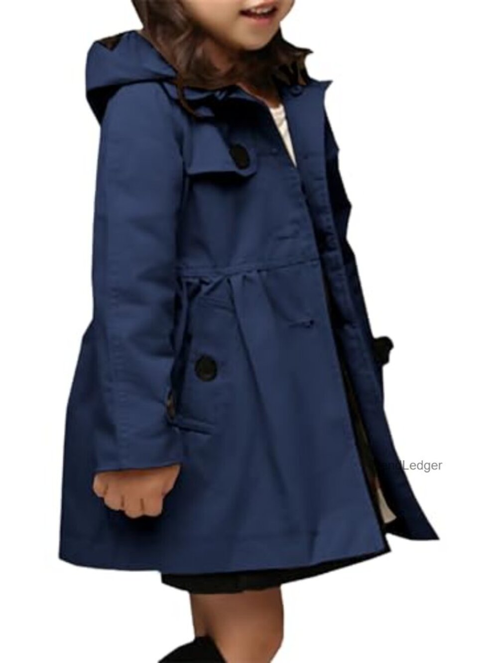 Girls Single Breasted Trench Coat Hooded Dress Coat Outerwear